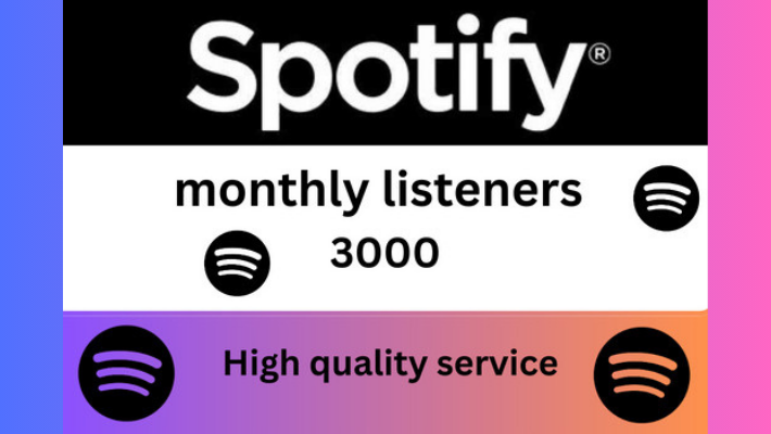 12691Spotify 3000 monthly listeners Real and Active Users, Guaranteed