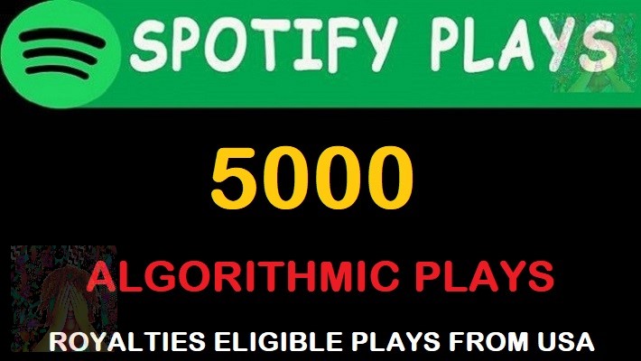 6231provide 20,000 to 22,000 Spotify USA Plays from TIER 1 countries, Real and active users, and Royalties Eligible permanent guaranteed