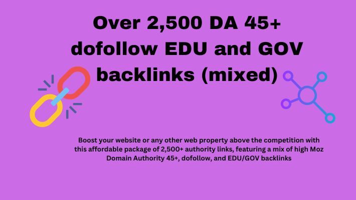 16122Over 2,500 DA 45+ dofollow EDU and GOV backlinks (mixed)