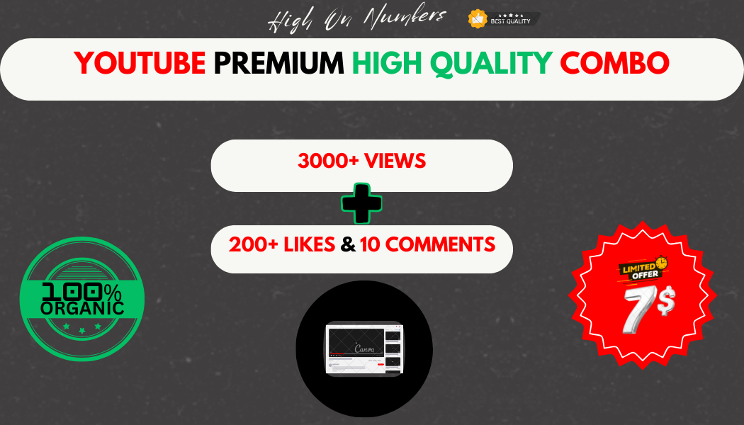 14389YouTube Premium Growth Package: 1,250+  Organic Views + 65 Subscribers + 125 Likes + 65 Comments + BONUS Comment Likes