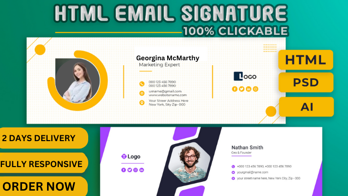 26972I will create a designed HTML email signature & modern clickable HTML email signature