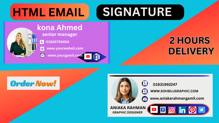 26977I will create email signature HTML, clickable HTML email signature