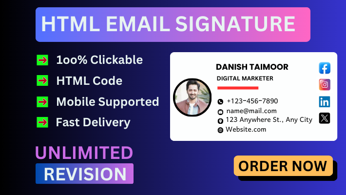 27921I will create Clickable HTML Email signature or Email signature