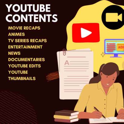 35335You will get YouTube Contents Which Includes Script writing, Video And Thumbnail Editing