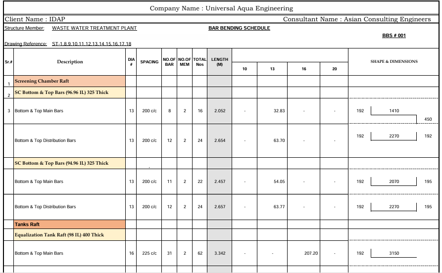 35190I will Prepare Bar Bending Schedule and AutoCAD Drawings.