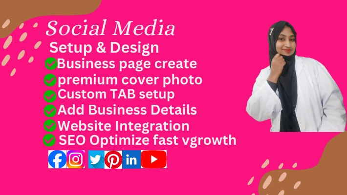 28759I will setup facebook business page, instagram, youtube, social media accounts create