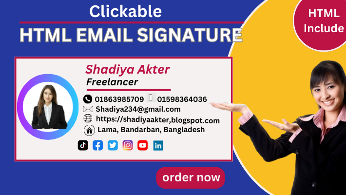 30160Make a clickable email signature or HTML email signature for Gmail, outlook, Mac.