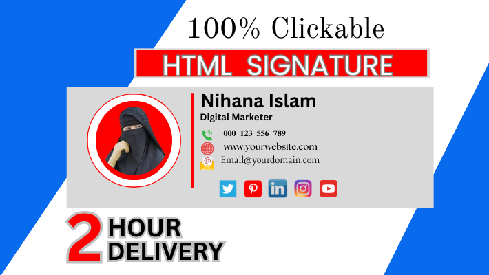 26981I will create email signature HTML, clickable HTML email signature