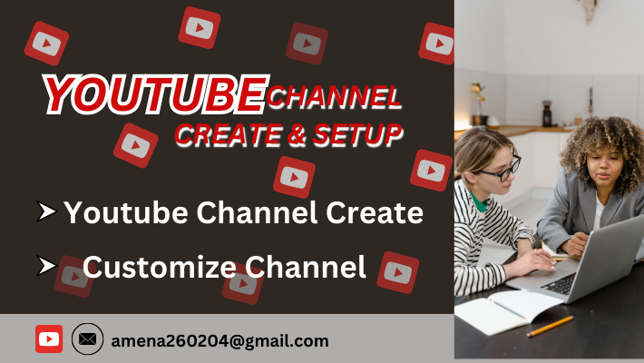 26989I will youtube channel create and setup with logo art, intro outro and lifetime…