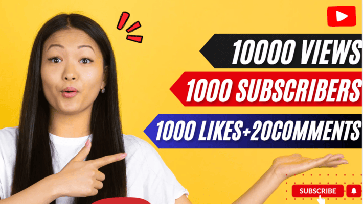 37528I will Provide 10000 video views+1000 organic subscribers+1000likes+20 comments, Non- drop and lifetime permanent