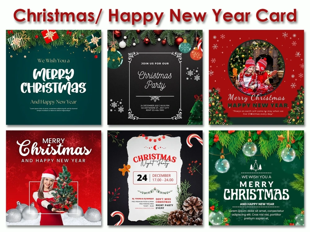 111083You will get Christmas Card, Greeting Card, Holiday Invitations, or Party Poster Design