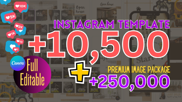 192898Mega Bundle +10,500 Instagram Template +250k PREMIUM IMAGE PACKAGE