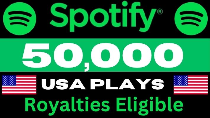 182342I Provide 30,000 to 35,000 Spotify USA Plays from TIER 1 countries, Real and active users, and Royalties Eligible Permanent guaranteed