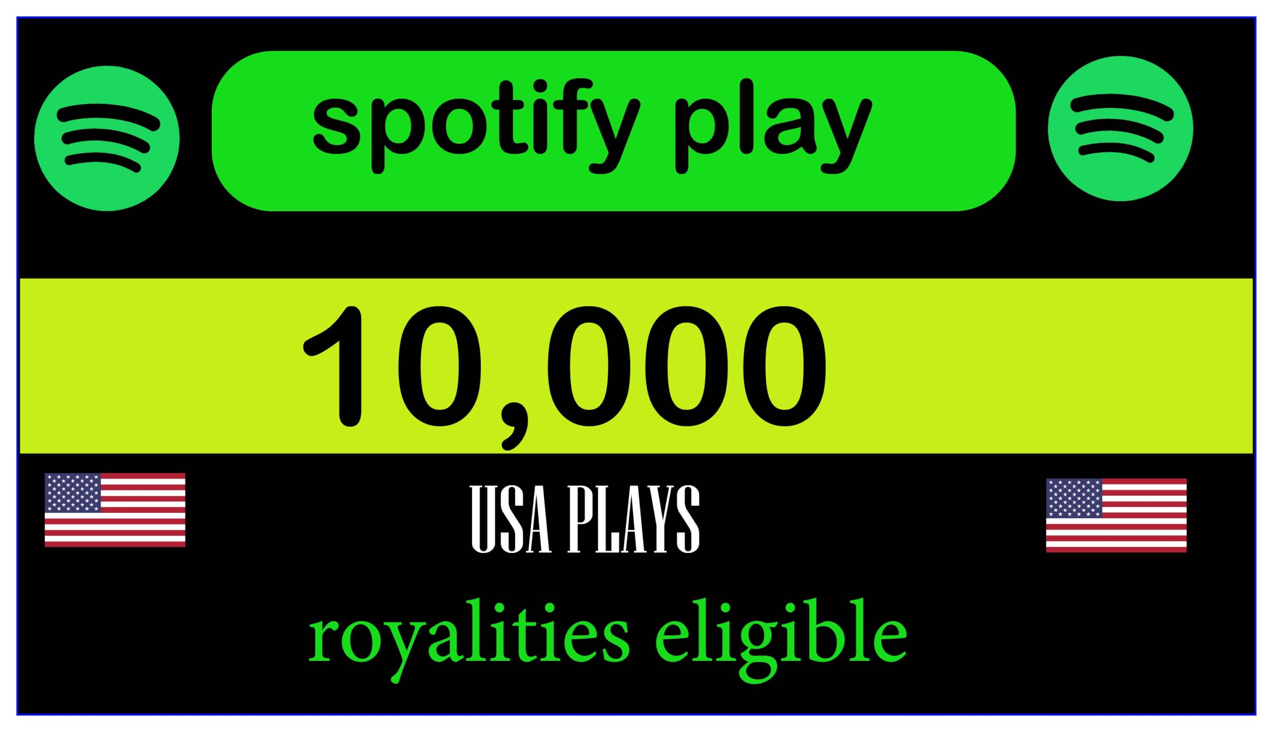 188725I will provide 50,000 to 55,000 Spotify USA Plays from TIER 1 countries, Real and active users and Royalties Eligible permanent guaranteed