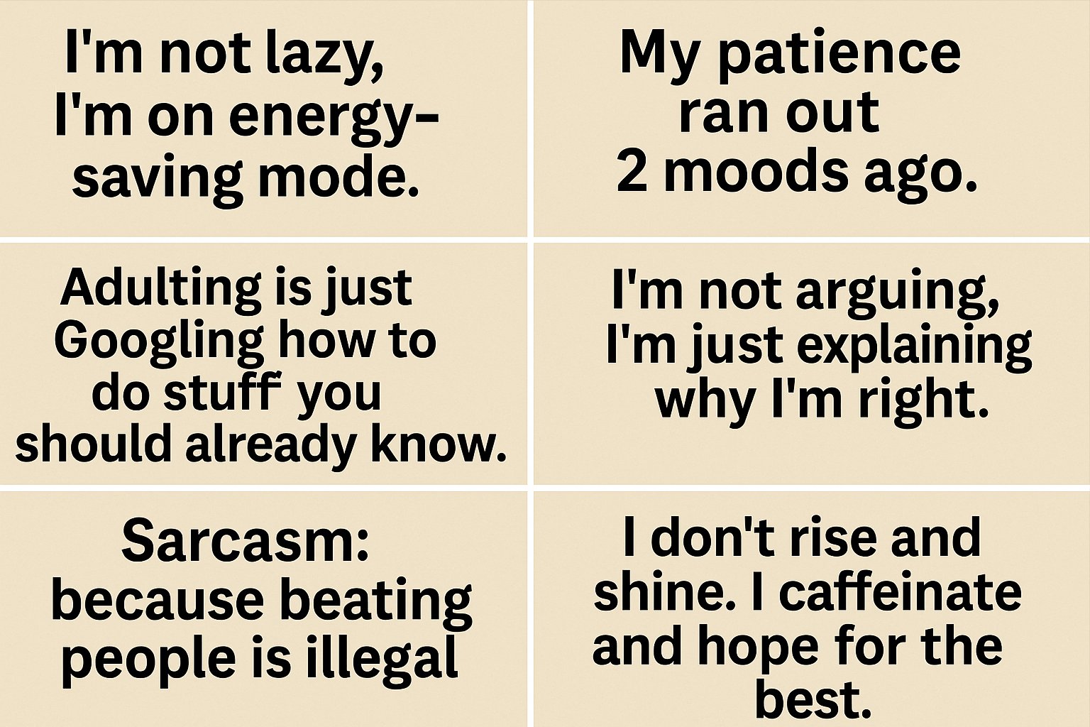 259008I will write 15 funny, sarcastic, and relatable quotes in 2 hour