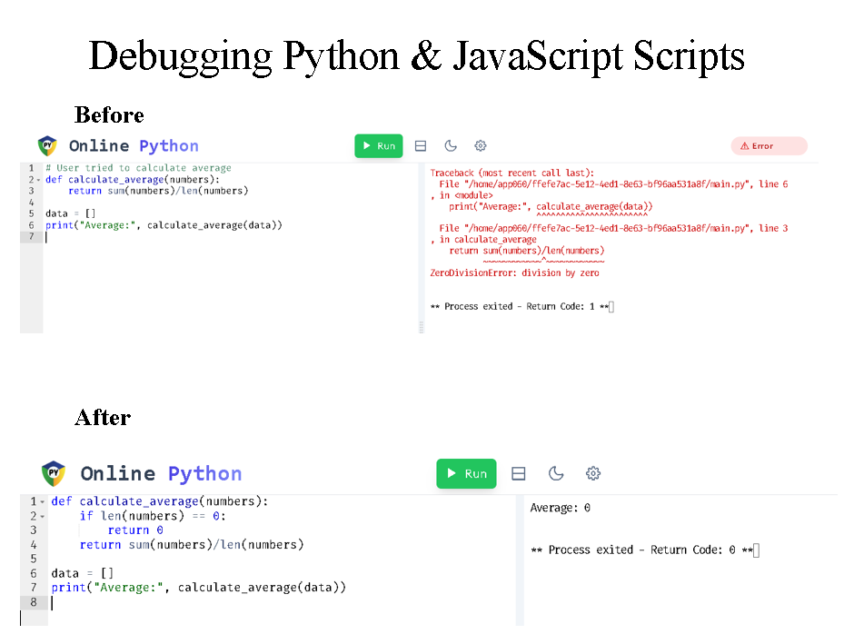 367901I will debug and fix your Python or JavaScript code