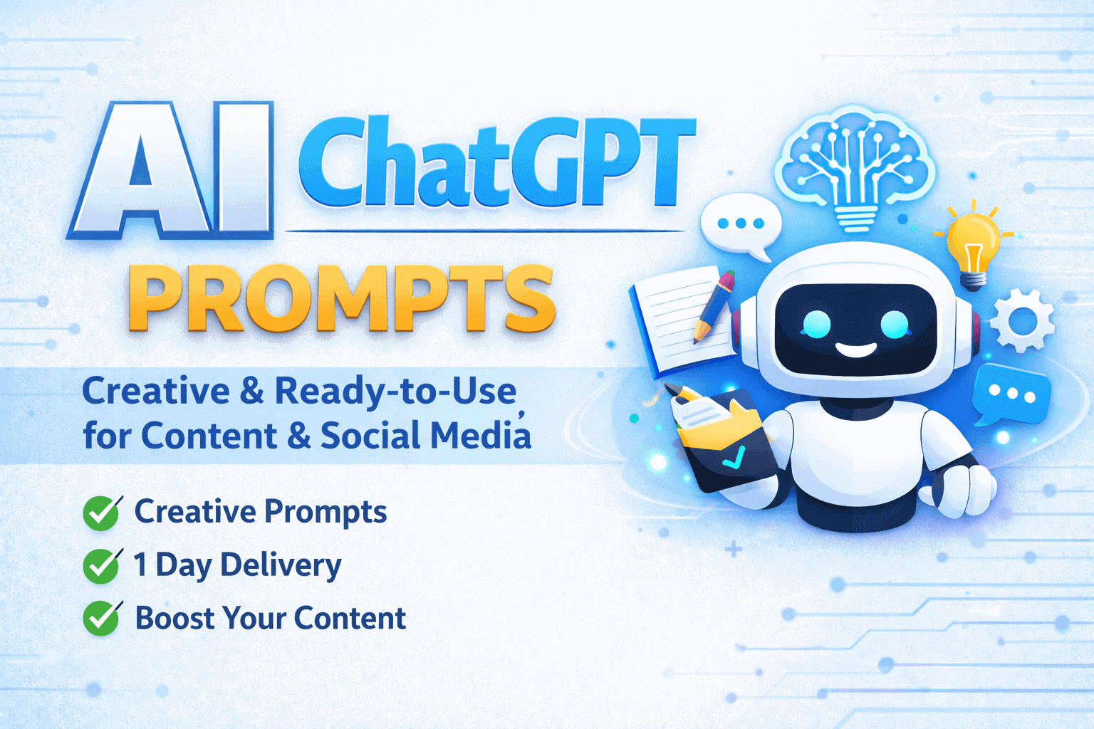 437632I will create creative AI ChatGPT prompts for content, business, or social media