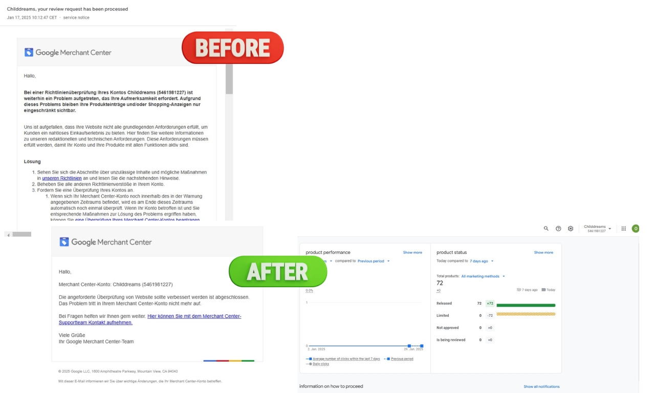 444372Resolve Google Merchant Centre Misrepresentation Suspension