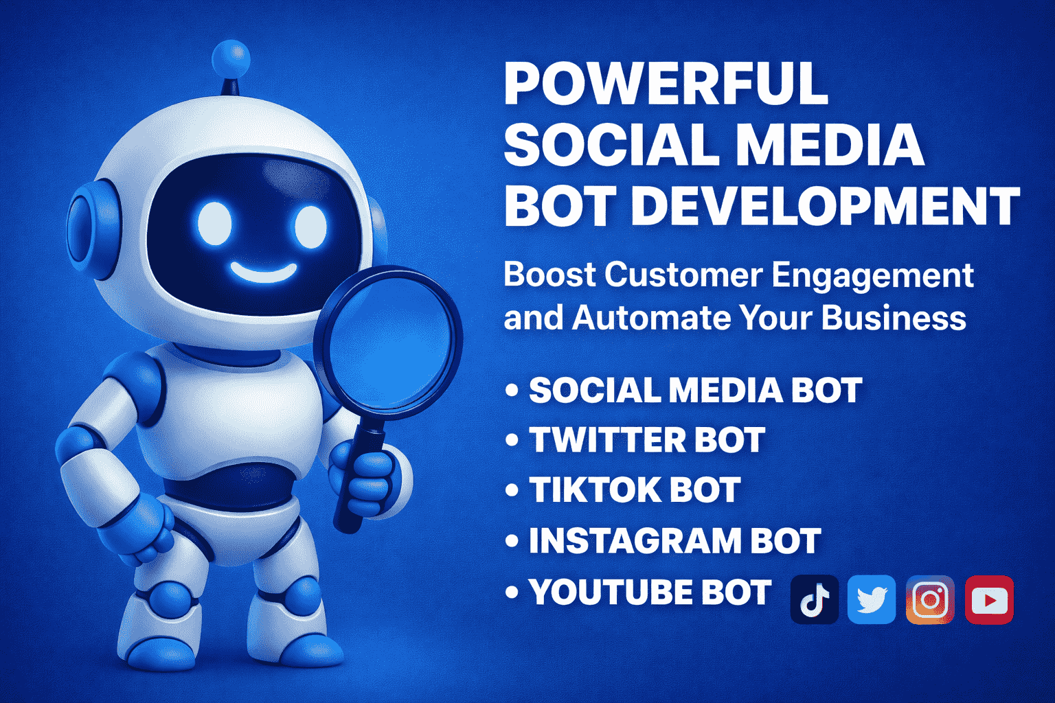 458820I will develop social media automation bot for Tiktok bot,Telegram bot,Instagram bot,YouTube bot,