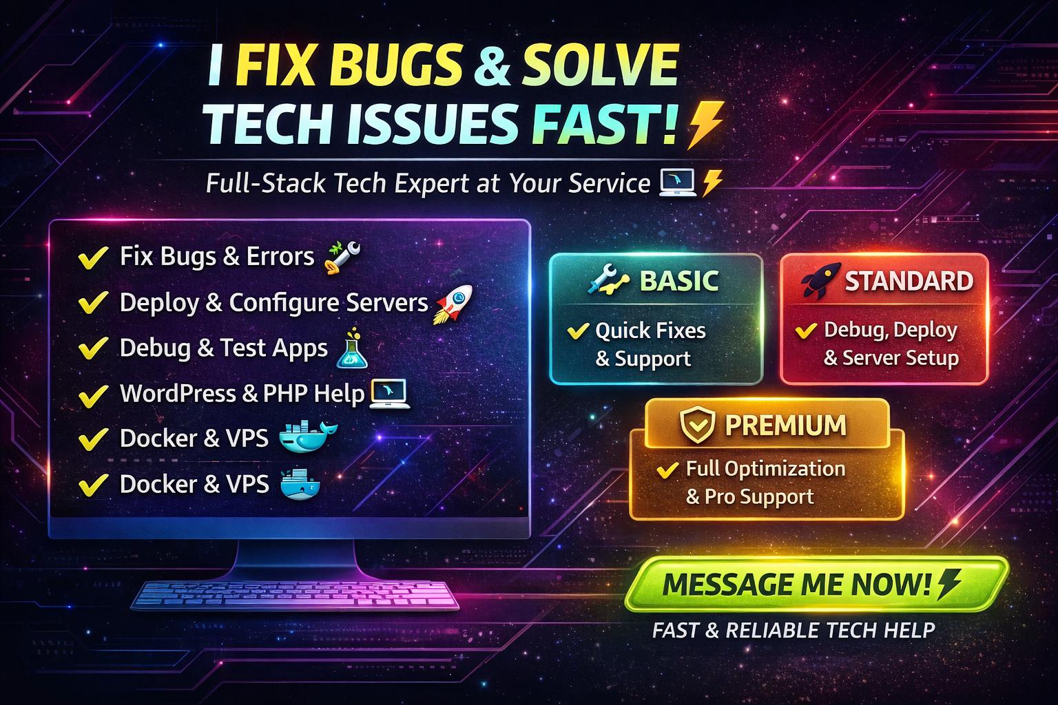 465947🚀 I Will Fix Bugs, Deploy Apps, Debug Errors & Solve Tech Issues FAST ⚡ Full-Stack Expert