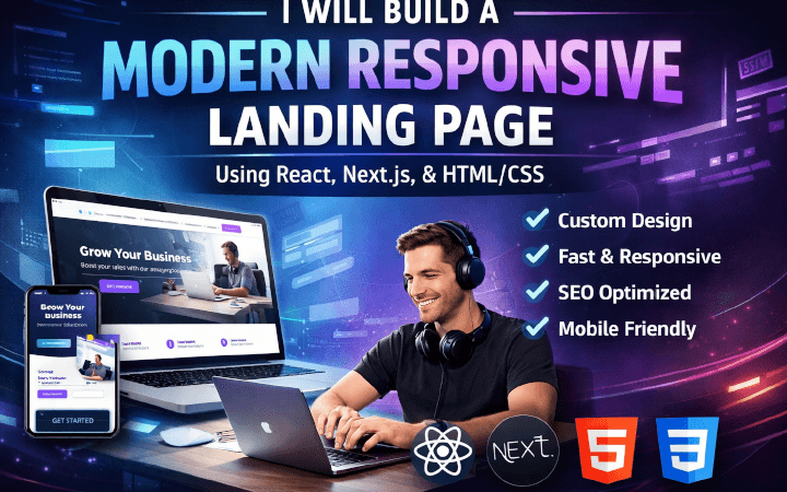 472407I will build a modern responsive landing page with React or Next.js﻿