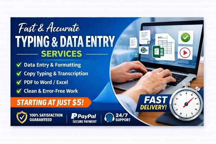 469502I Will Provide Fast Typing, Accurate Proofreading, and Professional Editing Services