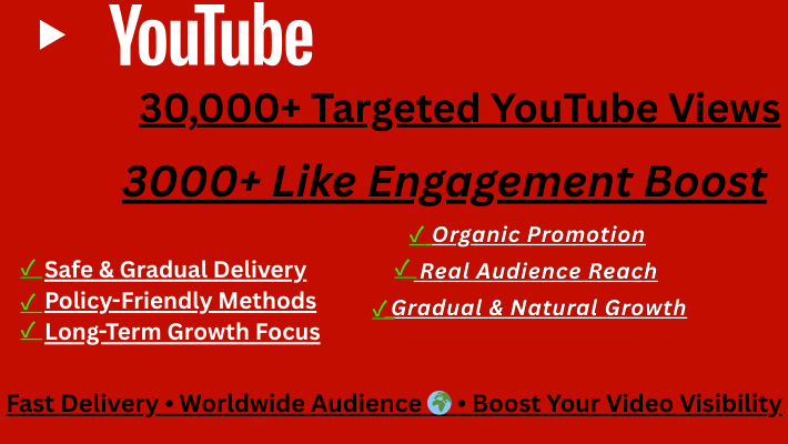 469153You Will Get YouTube Video Promotion 10,000+ YouTube Views & 400+ Like Boost
