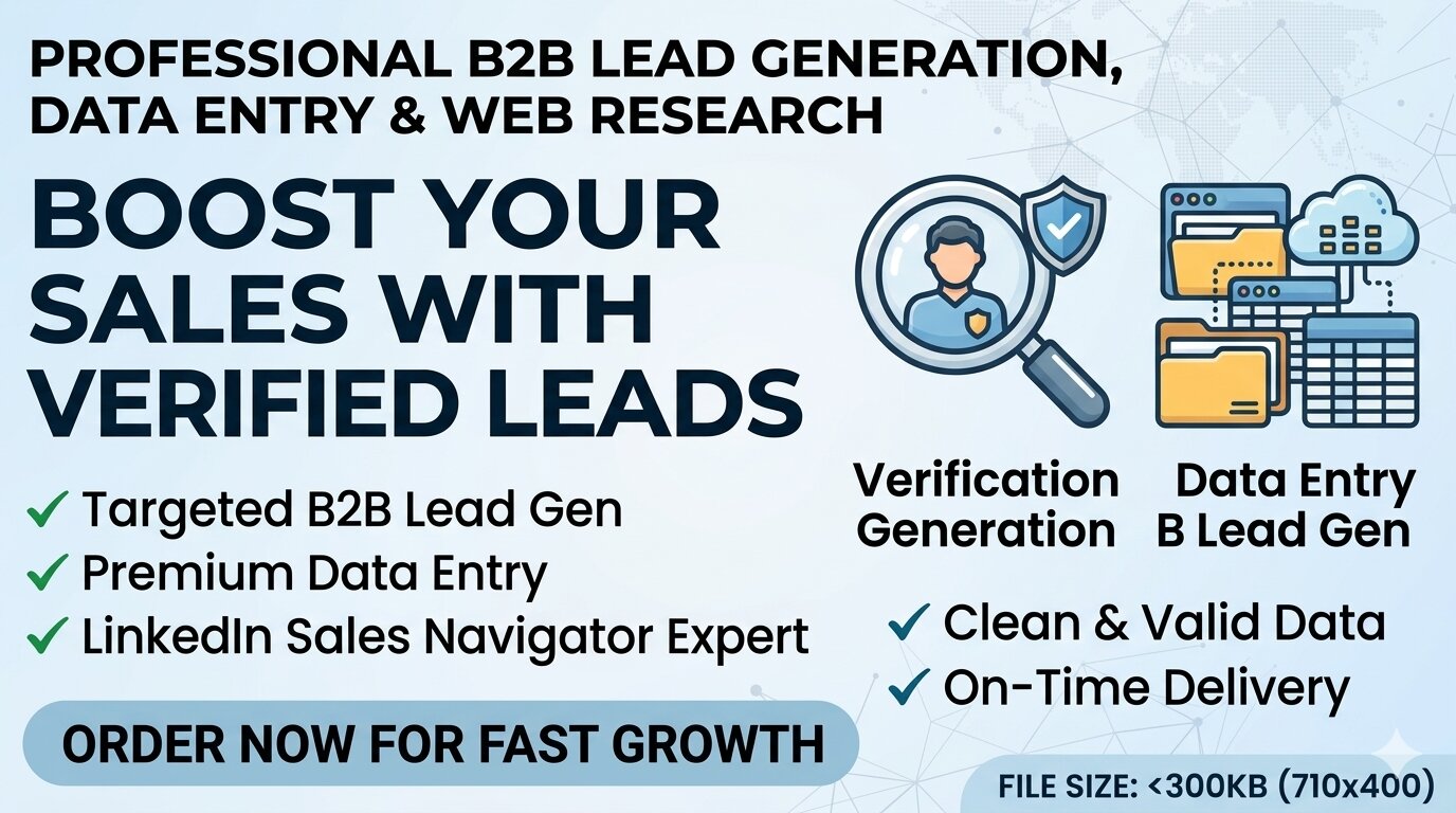 496571I will do professional B2B lead generation, data entry, and web research