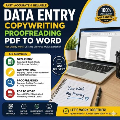 488345I will do professional data entry, copywriting, proofreading, and PDF to Word conversion