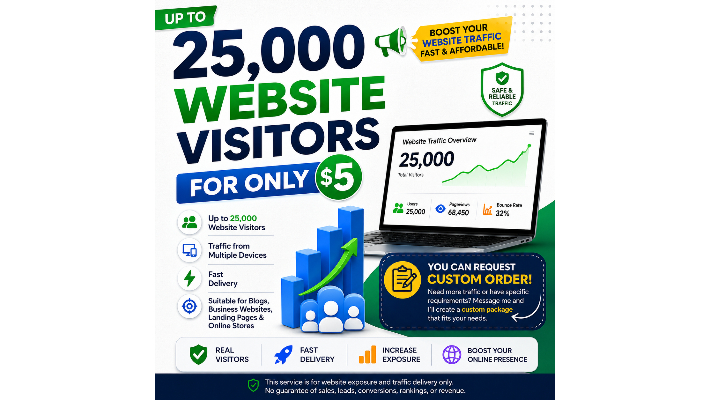 505433I Will Drive Up to 25,000 Website Visitors for $5