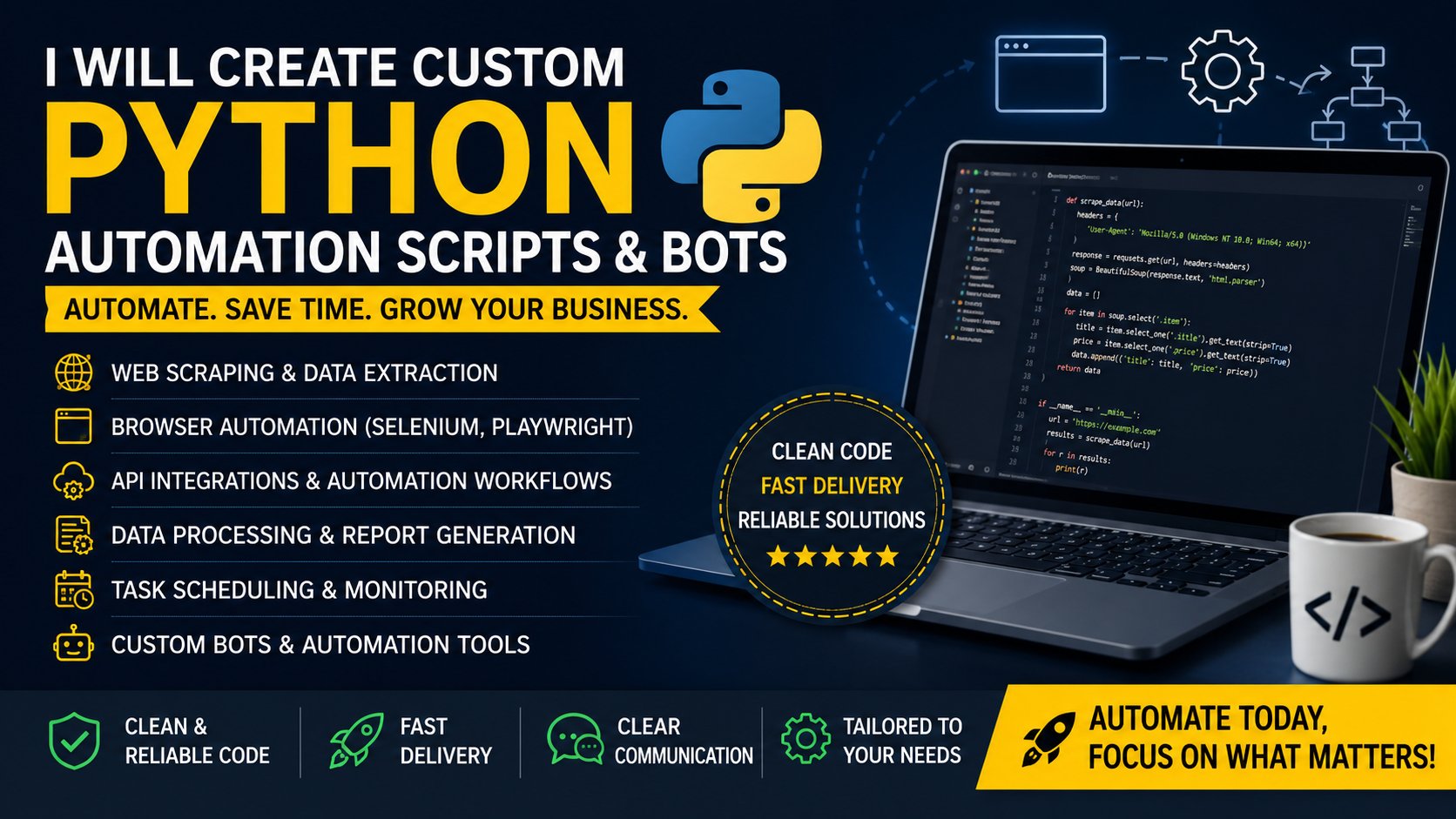 501548I will create Python automation scripts and bots for any task