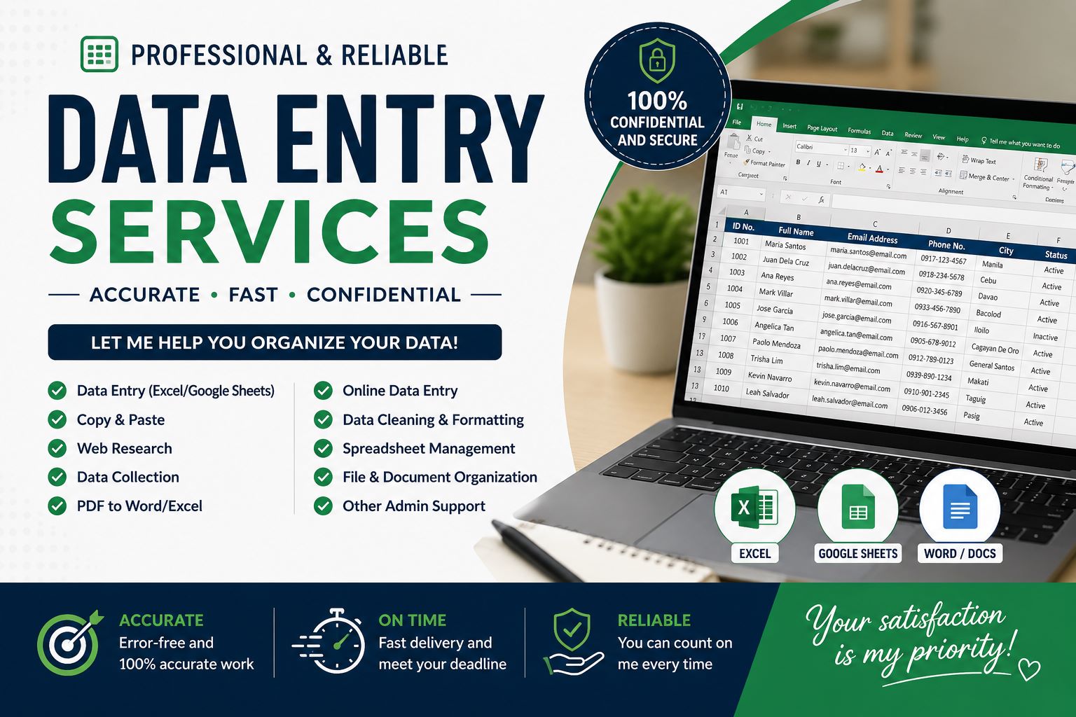 512822I will do Accurate Data Entry in Excel, Google Sheets and PDF to Word