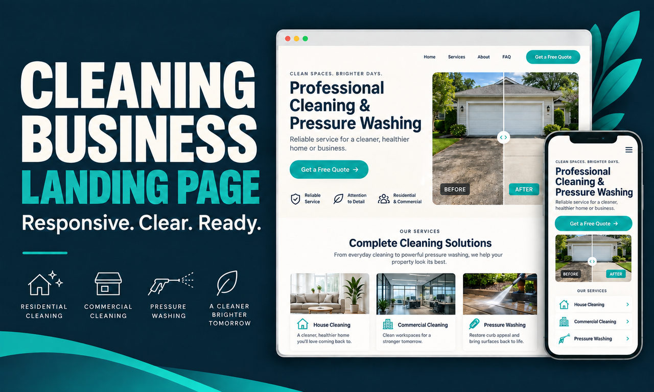 518435I will build a responsive landing page for your cleaning business