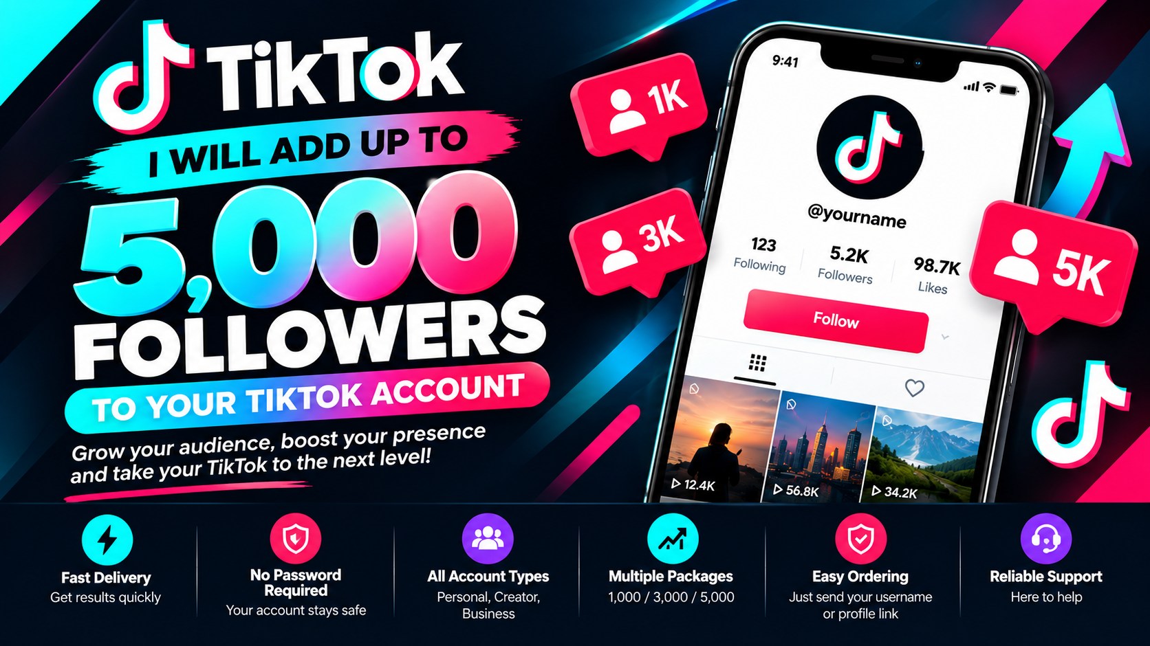 517999I will add up to 5000 followers to your TikTok account