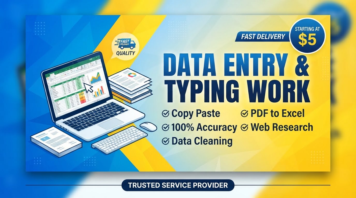 524101I will do professional Data Entry, Copy Paste, and Data Typing work